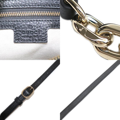 GUCCI グッチ GGエンブレム チェーンショルダー 2Wayショルダーバッグ ブラック 815409 IC レディース【中古】【極美品】