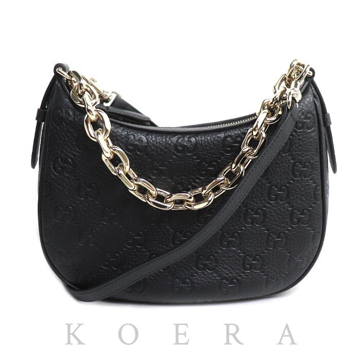GUCCI グッチ GGエンブレム チェーンショルダー 2Wayショルダーバッグ ブラック 815409 IC レディース【中古】【極美品】