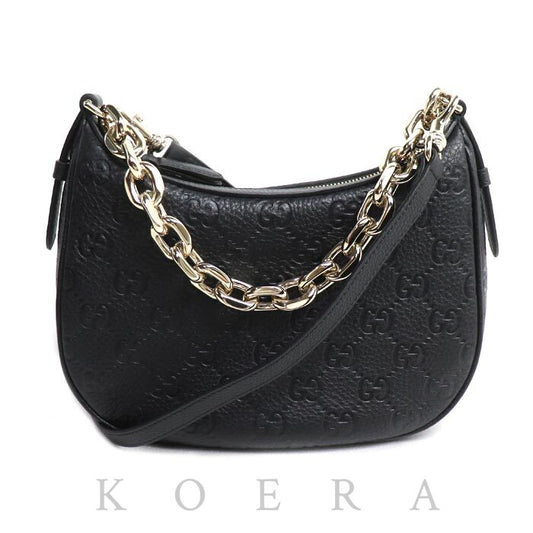 GUCCI グッチ GGエンブレム チェーンショルダー 2Wayショルダーバッグ ブラック 815409 IC レディース【中古】【極美品】