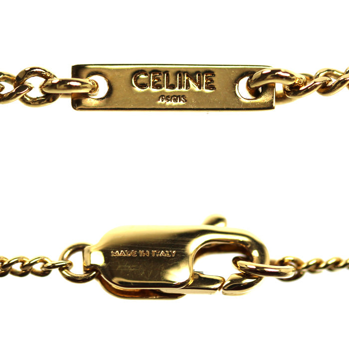 CELINE セリーヌ 真鍮 クリスタル トリオンフ ラインストーン ネックレス 460GB6BZI.35OR 38/40/42cm レディース【中古】