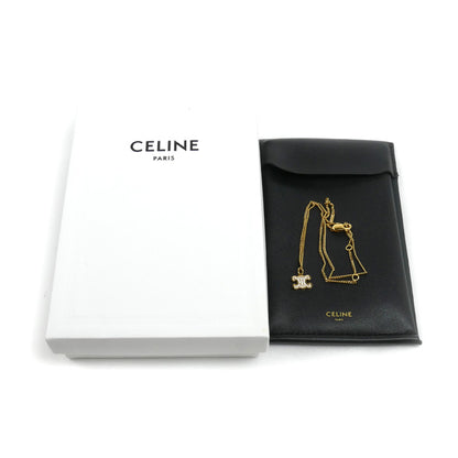 CELINE セリーヌ 真鍮 クリスタル トリオンフ ラインストーン ネックレス 460GB6BZI.35OR 38/40/42cm レディース【中古】
