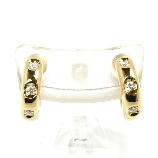 MIKIMOTO ミキモト K18YG イエローゴールド フープ イヤリング ダイヤモンド0.06ct/0.06ct 5.6g レディース【中古】