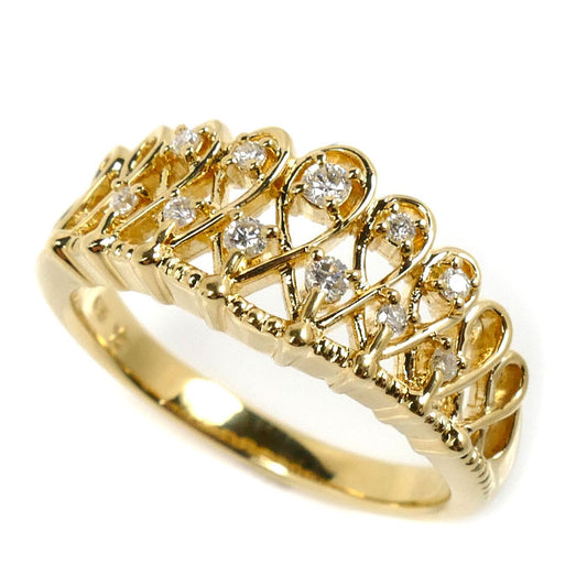 GINZA TANAKA K18YG イエローゴールド ダイヤ リング・指輪 ダイヤモンド0.15ct 14号 5.5g レディース【中古】【美品】