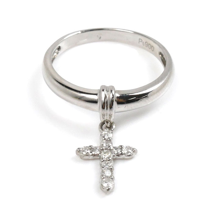 Pt900プラチナ クロス ダイヤ リング・指輪 ダイヤモンド0.15ct 12号 2.7g レディース【中古】