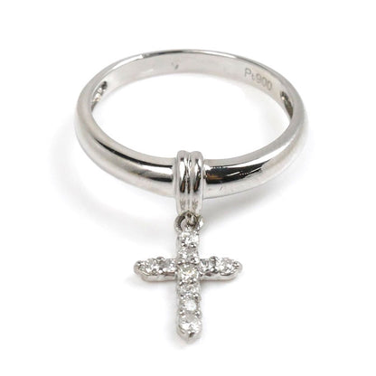 Pt900プラチナ クロス ダイヤ リング・指輪 ダイヤモンド0.15ct 12号 2.7g レディース【中古】