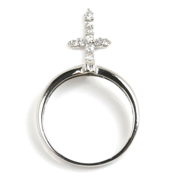 Pt900プラチナ クロス ダイヤ リング・指輪 ダイヤモンド0.15ct 12号 2.7g レディース【中古】