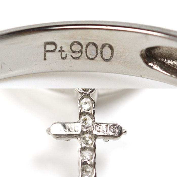 Pt900プラチナ クロス ダイヤ リング・指輪 ダイヤモンド0.15ct 12号 2.7g レディース【中古】