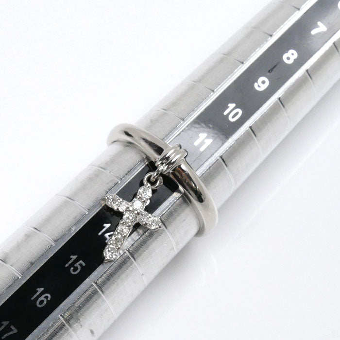 Pt900プラチナ クロス ダイヤ リング・指輪 ダイヤモンド0.15ct 12号 2.7g レディース【中古】