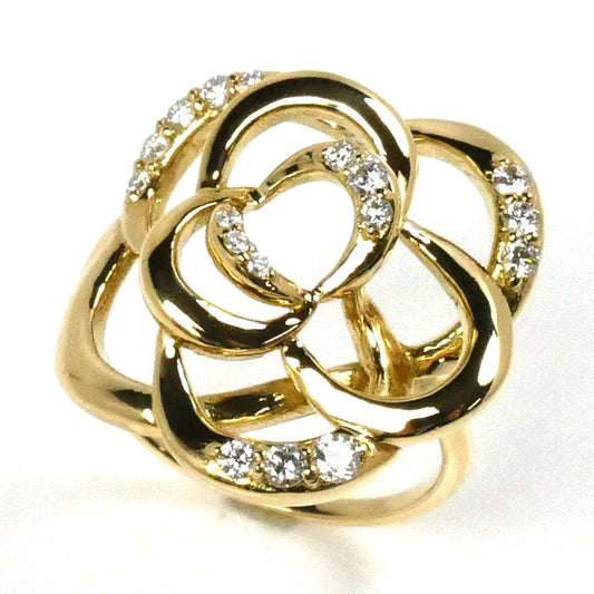 K18YG イエローゴールド ダイヤ リング・指輪 ダイヤモンド0.25ct 12号 5.3g フラワーモチーフ レディース【中古】