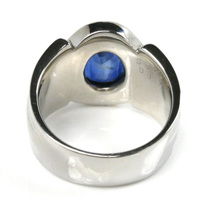 Pt850プラチナ サファイア リング・指輪 サファイア5.22ct ダイヤモンド0.17ct 19.5号 29.6g メンズ【中古】【美品】