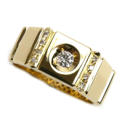K18YG イエローゴールド ダイヤ リング・指輪 ダイヤモンド0.15ct/0.08ct 19号 9.7g メンズ【中古】【美品】
