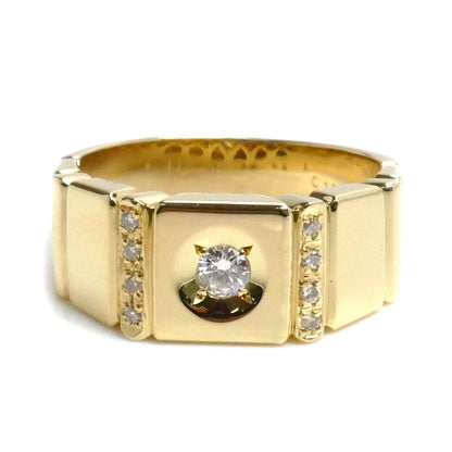 K18YG イエローゴールド ダイヤ リング・指輪 ダイヤモンド0.15ct/0.08ct 19号 9.7g メンズ【中古】【美品】