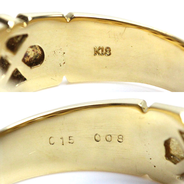 K18YG イエローゴールド ダイヤ リング・指輪 ダイヤモンド0.15ct/0.08ct 19号 9.7g メンズ【中古】【美品】