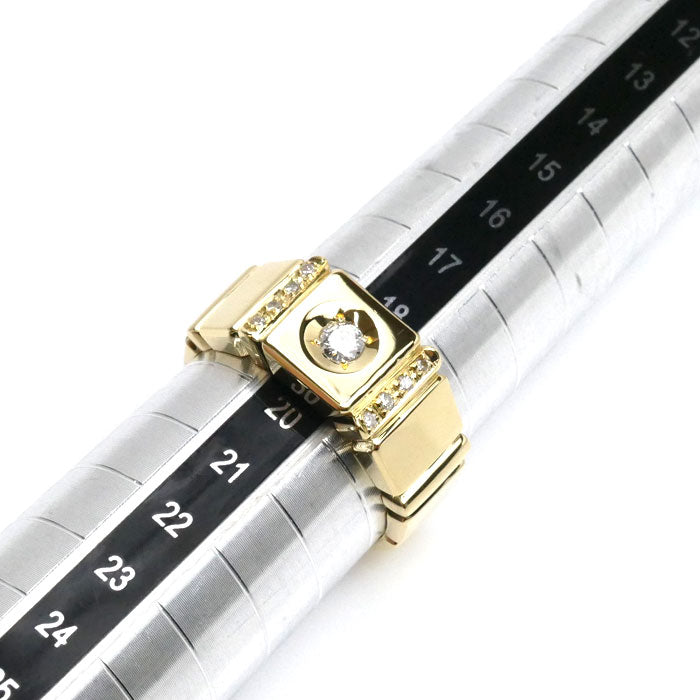 K18YG イエローゴールド ダイヤ リング・指輪 ダイヤモンド0.15ct/0.08ct 19号 9.7g メンズ【中古】【美品】