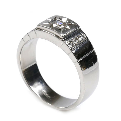 Pt900プラチナ リング・指輪 ダイヤモンド0.18ct/0.06ct 18号 14g メンズ【中古】