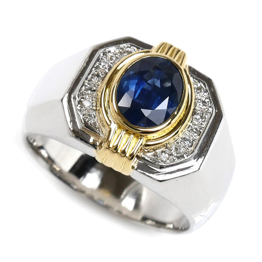 Pt900/K18YG リング・指輪 サファイア1.63ct ダイヤモンド0.07ct 19号 18.3g メンズ【中古】