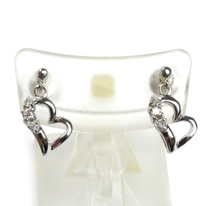 K18WG ホワイトゴールド ハート ピアス ダイヤモンド0.04ct/0.04ct 1.8g レディース【中古】
