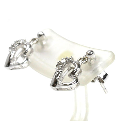 K18WG ホワイトゴールド ハート ピアス ダイヤモンド0.04ct/0.04ct 1.8g レディース【中古】