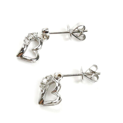 K18WG ホワイトゴールド ハート ピアス ダイヤモンド0.04ct/0.04ct 1.8g レディース【中古】