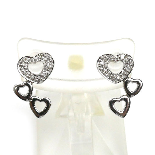 K18WG ホワイトゴールド ハート ピアス ダイヤモンド0.05ct/0.05ct 2.7g レディース【中古】