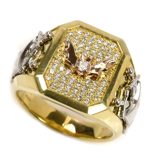 K18YG/Pt950 リング・指輪 ダイヤモンド0.38ct 20号 17.8g コウモリ メンズ【中古】