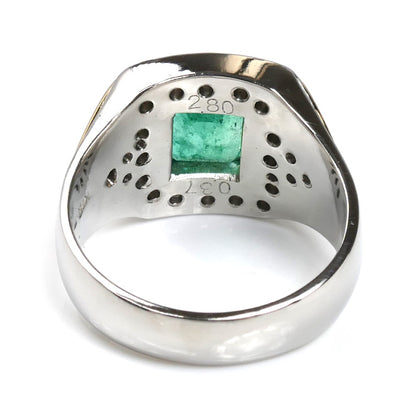 K18/Pt900 リング・指輪 エメラルド2.80ct ダイヤモンド0.37ct 21号 20.7g メンズ【中古】