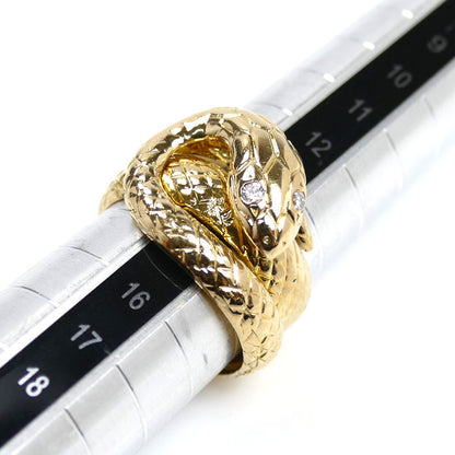 K18YG イエローゴールド ヘビ リング・指輪 ダイヤモンド0.07ct 14号 12.1g レディース【中古】