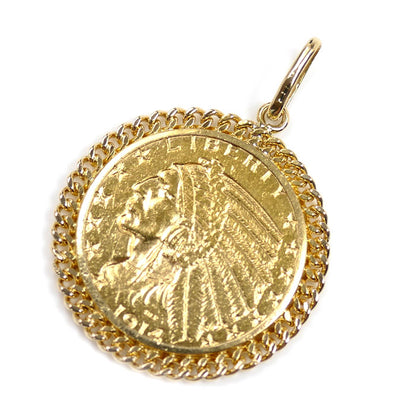 K18/K21.6 インディアンコイン ペンダントトップ 10.7g メンズ【中古】