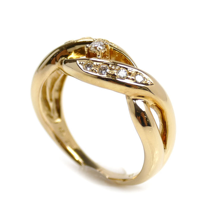 TASAKI タサキ K18YG イエローゴールド ダイヤ リング・指輪 ダイヤモンド0.11ct 10号 4.8g レディース【中古】