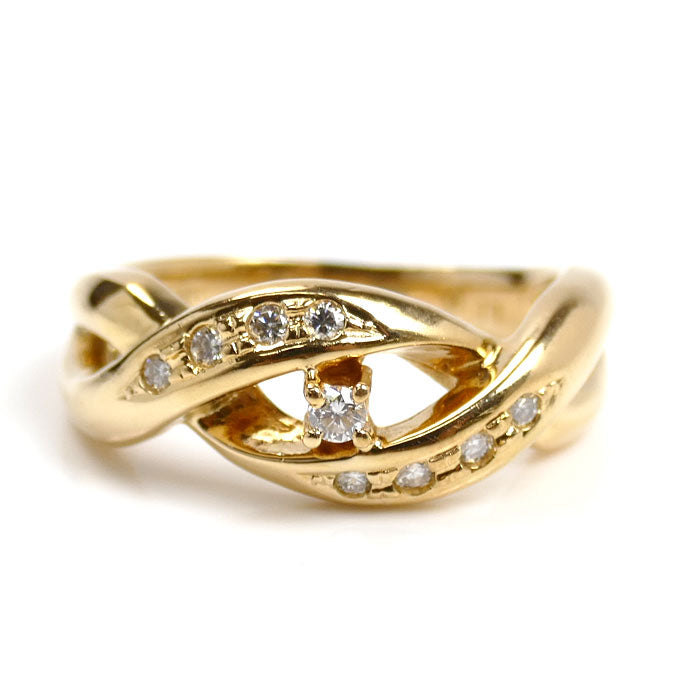 TASAKI タサキ K18YG イエローゴールド ダイヤ リング・指輪 ダイヤモンド0.11ct 10号 4.8g レディース【中古】