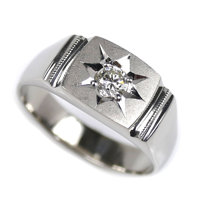 Pt900プラチナ リング・指輪 ダイヤモンド0.22ct 19号 11.1g メンズ【中古】【美品】