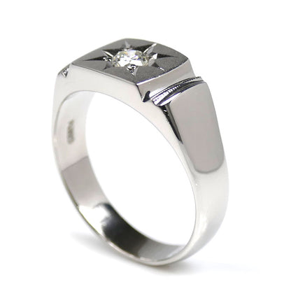 Pt900プラチナ リング・指輪 ダイヤモンド0.22ct 19号 11.1g メンズ【中古】【美品】