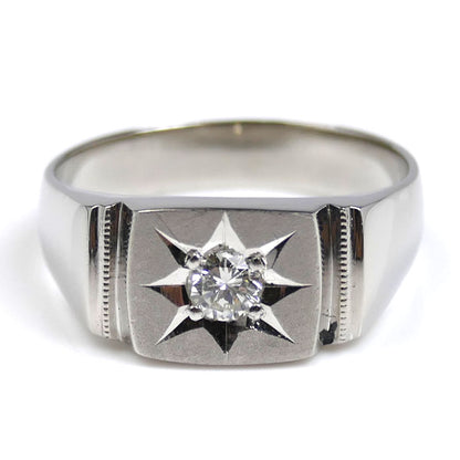 Pt900プラチナ リング・指輪 ダイヤモンド0.22ct 19号 11.1g メンズ【中古】【美品】