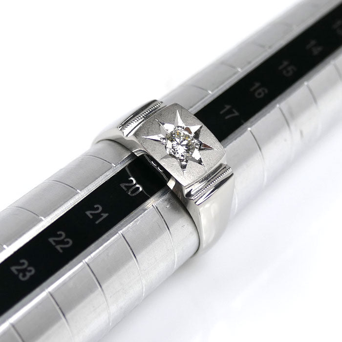 Pt900プラチナ リング・指輪 ダイヤモンド0.22ct 19号 11.1g メンズ【中古】【美品】