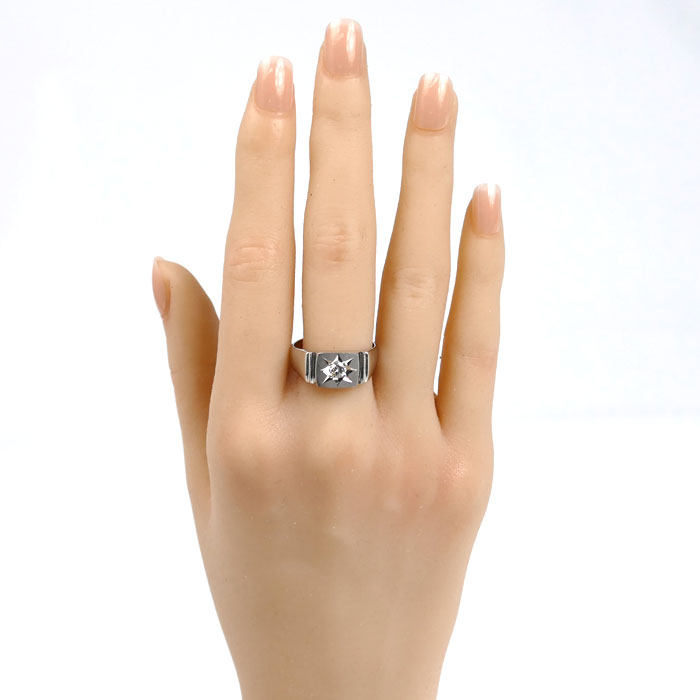 Pt900プラチナ リング・指輪 ダイヤモンド0.22ct 19号 11.1g メンズ【中古】【美品】