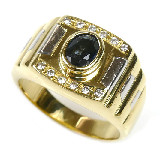 K18YG/Pt900 リング・指輪 サファイア1.00ct ダイヤモンド0.15ct 20号 13.4g メンズ【中古】
