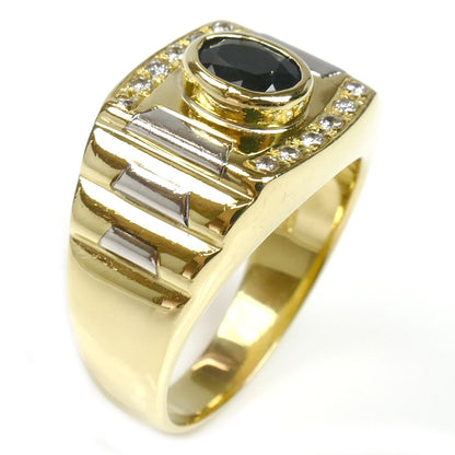 K18YG/Pt900 リング・指輪 サファイア1.00ct ダイヤモンド0.15ct 20号 13.4g メンズ【中古】