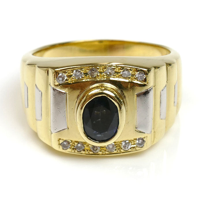 K18YG/Pt900 リング・指輪 サファイア1.00ct ダイヤモンド0.15ct 20号 13.4g メンズ【中古】