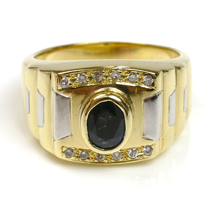 K18YG/Pt900 リング・指輪 サファイア1.00ct ダイヤモンド0.15ct 20号 13.4g メンズ【中古】