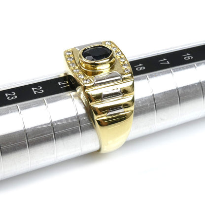 K18YG/Pt900 リング・指輪 サファイア1.00ct ダイヤモンド0.15ct 20号 13.4g メンズ【中古】