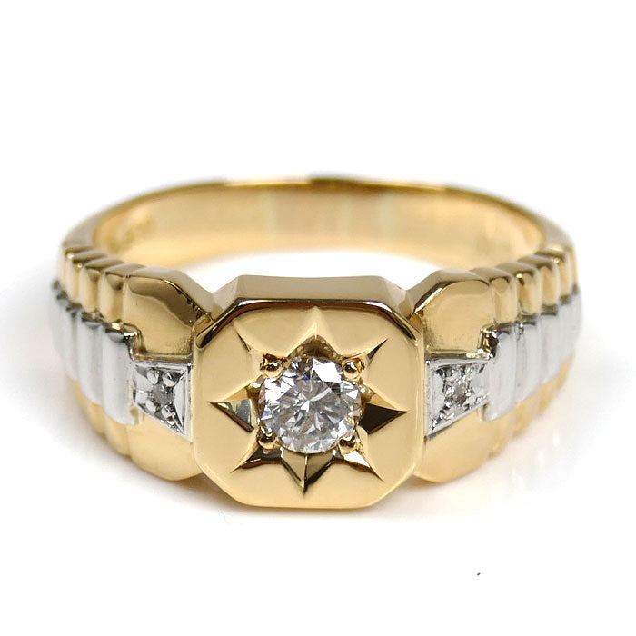 K18YG/Pt900 リング・指輪 ダイヤモンド0.31ct 19.5号 6.5g メンズ【中古】【美品】