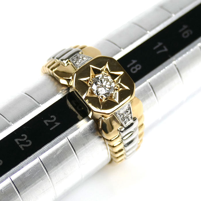 K18YG/Pt900 リング・指輪 ダイヤモンド0.31ct 19.5号 6.5g メンズ【中古】【美品】