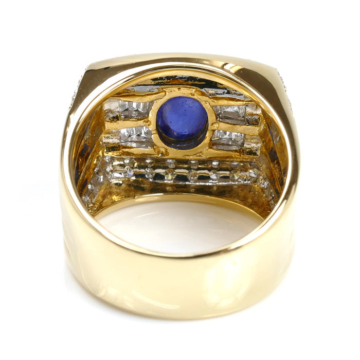K18YG イエローゴールド リング・指輪 サファイア2.17ct ダイヤモンド1.14ct 20号 18.2g メンズ【中古】【美品】