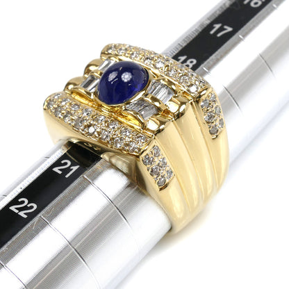 K18YG イエローゴールド リング・指輪 サファイア2.17ct ダイヤモンド1.14ct 20号 18.2g メンズ【中古】【美品】