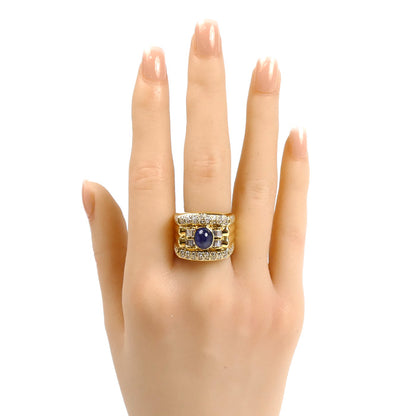 K18YG イエローゴールド リング・指輪 サファイア2.17ct ダイヤモンド1.14ct 20号 18.2g メンズ【中古】【美品】