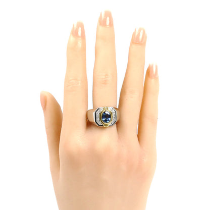 Pt900/K18YG リング・指輪 サファイア1.7ct ダイヤモンド0.07ct 20号 19.0g メンズ【中古】