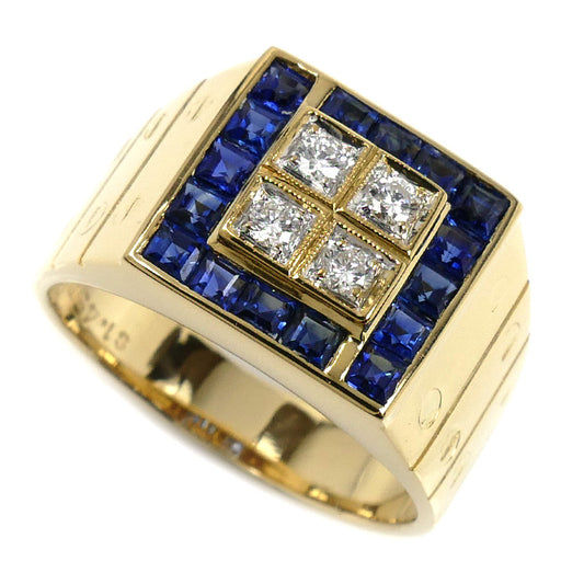 K18YG イエローゴールド リング・指輪 サファイア1.45ct ダイヤモンド0.20ct 18号 11.0g メンズ【中古】