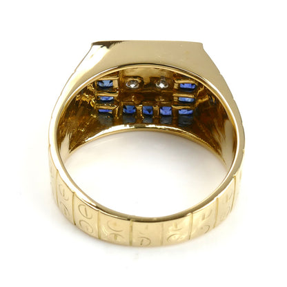 K18YG イエローゴールド リング・指輪 サファイア1.45ct ダイヤモンド0.20ct 18号 11.0g メンズ【中古】