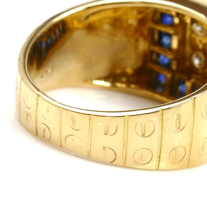 K18YG イエローゴールド リング・指輪 サファイア1.45ct ダイヤモンド0.20ct 18号 11.0g メンズ【中古】