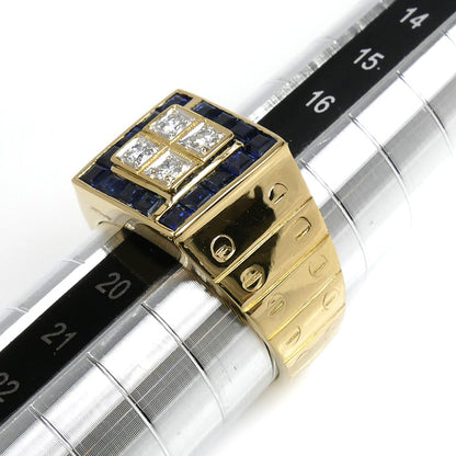 K18YG イエローゴールド リング・指輪 サファイア1.45ct ダイヤモンド0.20ct 18号 11.0g メンズ【中古】